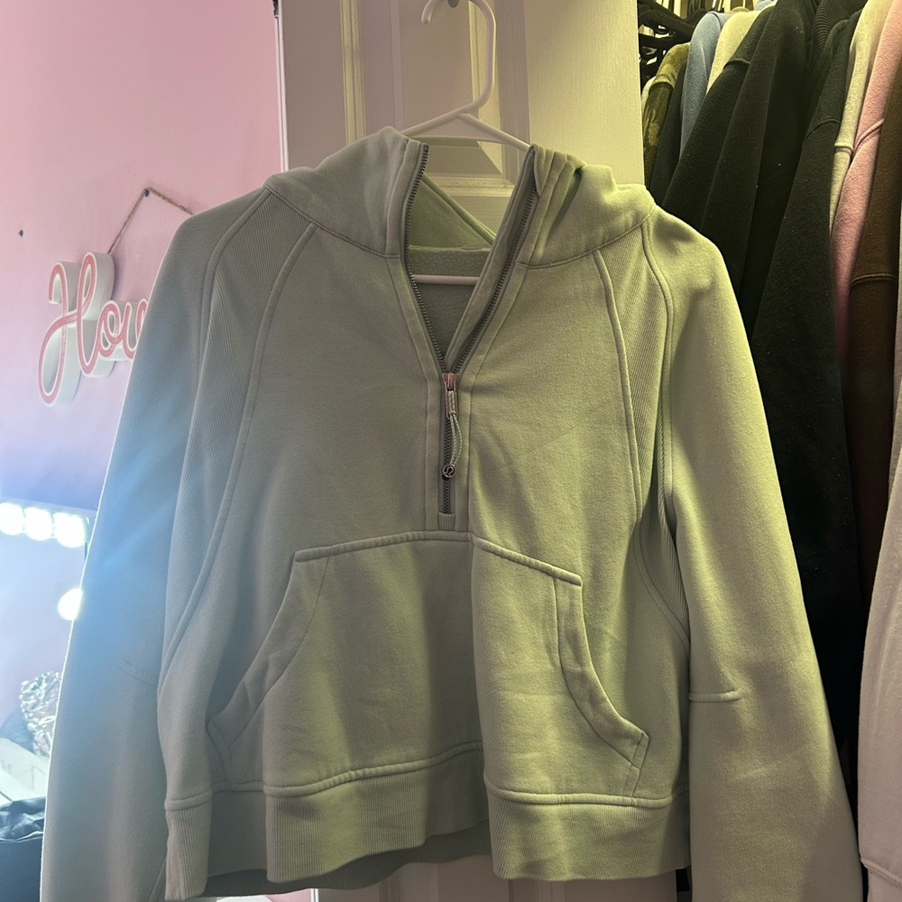 Lululemon Delicate Mint 1/4 Zip Scuba Hoodie (Size: M/L)